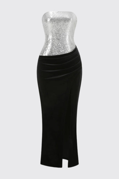 Othell Sequin Strapless Velvet Maxi Dress