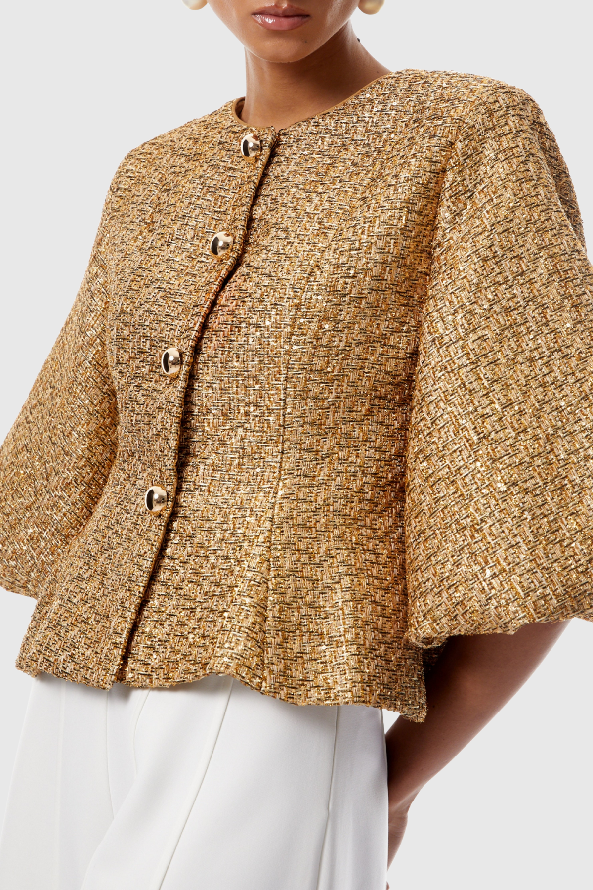 Pabo Gold Sequined Tweed Jacket