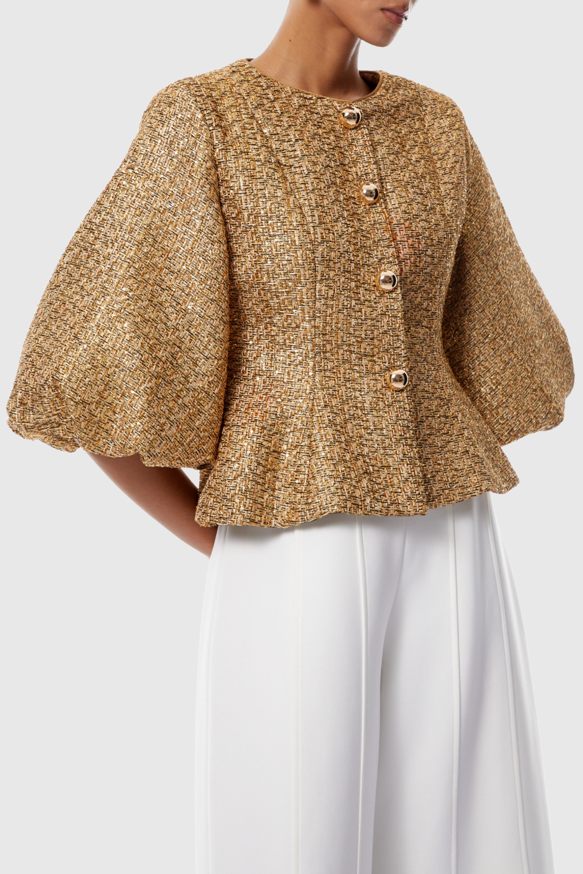 Pabo Gold Sequined Tweed Jacket