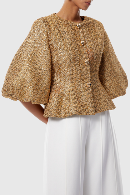 Pabo Gold Sequined Tweed Jacket