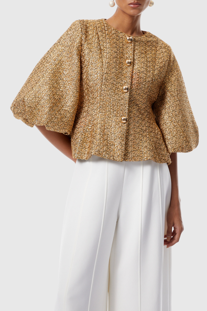 Pabo Gold Sequined Tweed Jacket