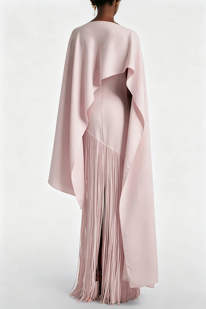 Pacifia Fringe Shawl Maxi Dress - Pink