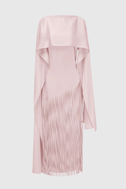 Pacifia Fringe Shawl Maxi Dress - Pink
