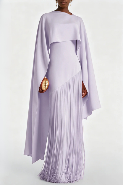 Pacifia Fringe Shawl Maxi Dress - Purple