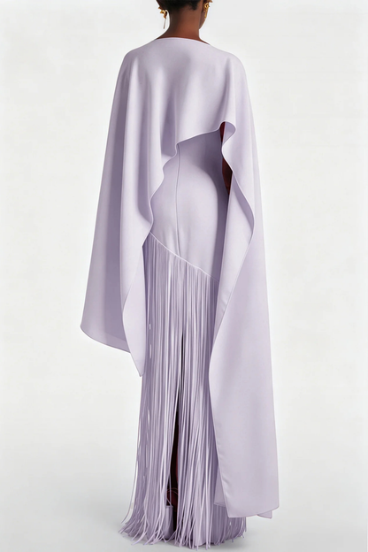 Pacifia Fringe Shawl Maxi Dress - Purple