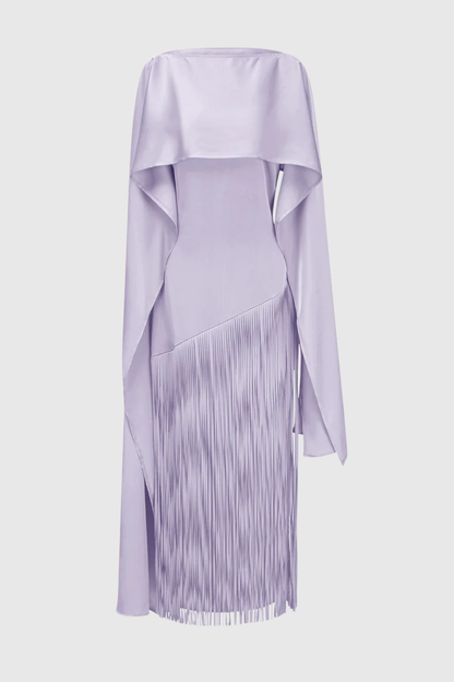Pacifia Fringe Shawl Maxi Dress - Purple