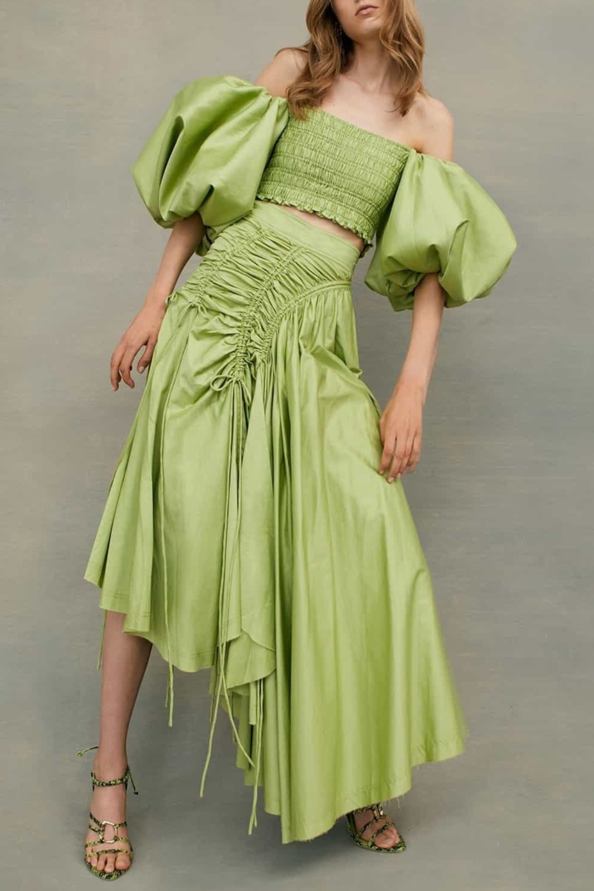 Padsa Off Shoulder Top & Drawstring Maxi Skirt Set