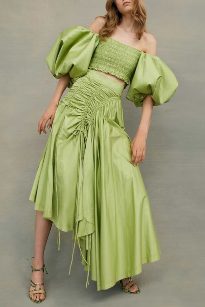 Padsa Off Shoulder Top & Drawstring Maxi Skirt Set