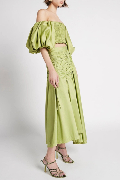 Padsa Off Shoulder Top & Drawstring Maxi Skirt Set