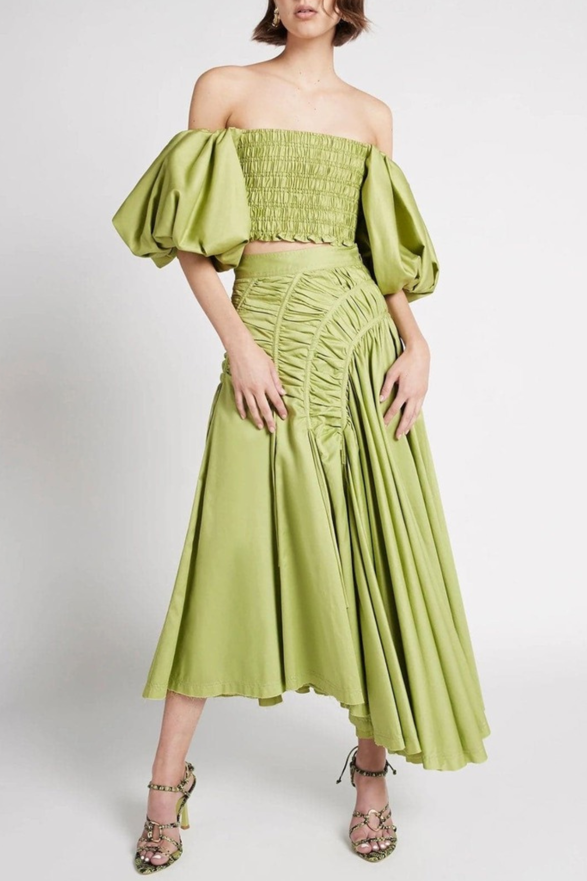 Padsa Off Shoulder Top & Drawstring Maxi Skirt Set