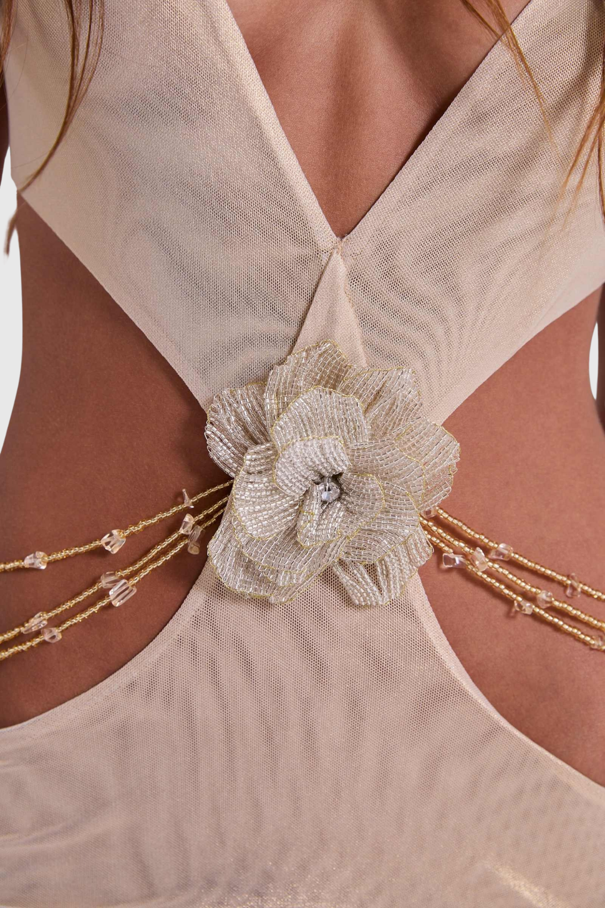 Pahaja Floral Embellished Halter Cutout Maxi Dress