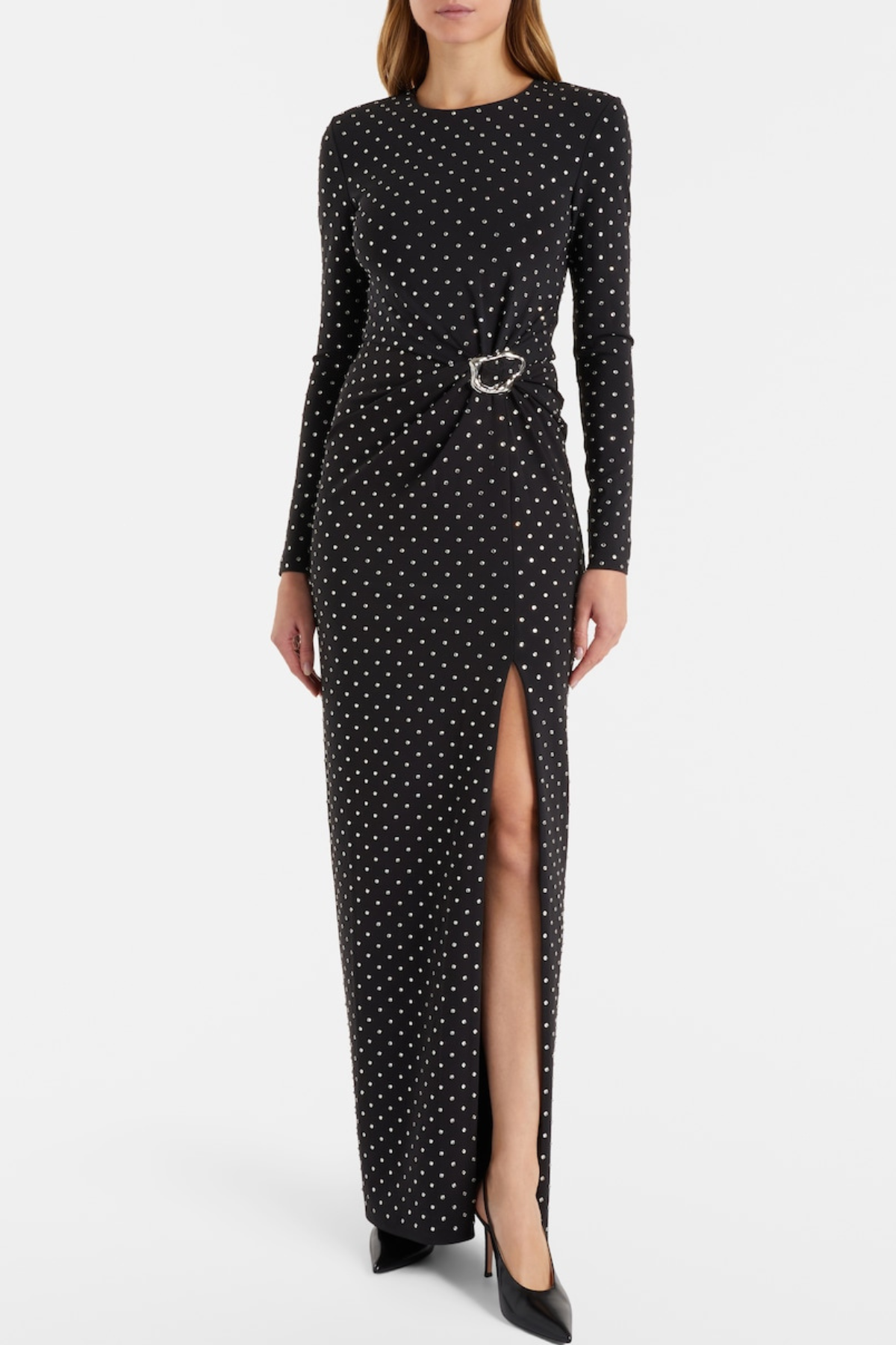 Paislee Crystal Embellished Gathered Maxi Dress