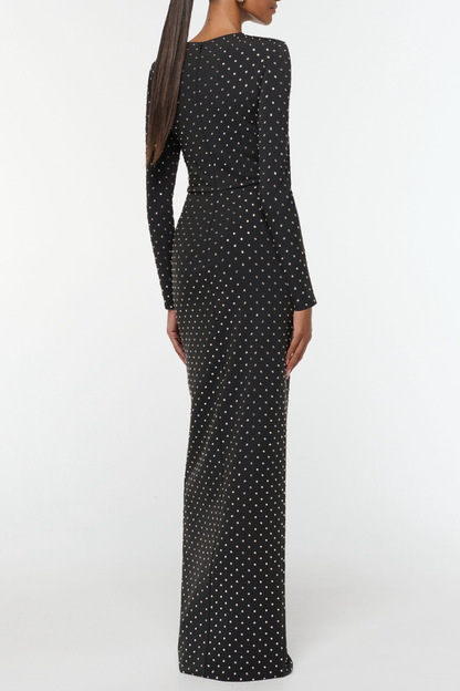 Paislee Crystal Embellished Gathered Maxi Dress