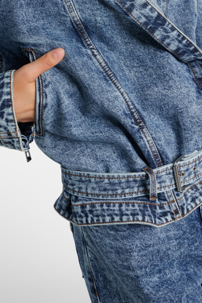 Pamina Belted Hooded Denim Jacket