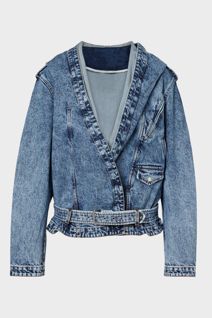 Pamina Belted Hooded Denim Jacket