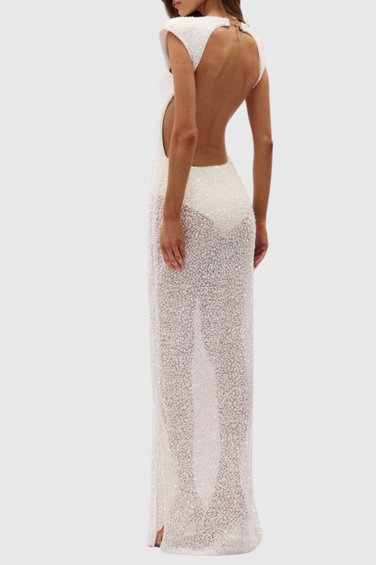 Parrisa Sequin Embellished Backless Maxi Dress