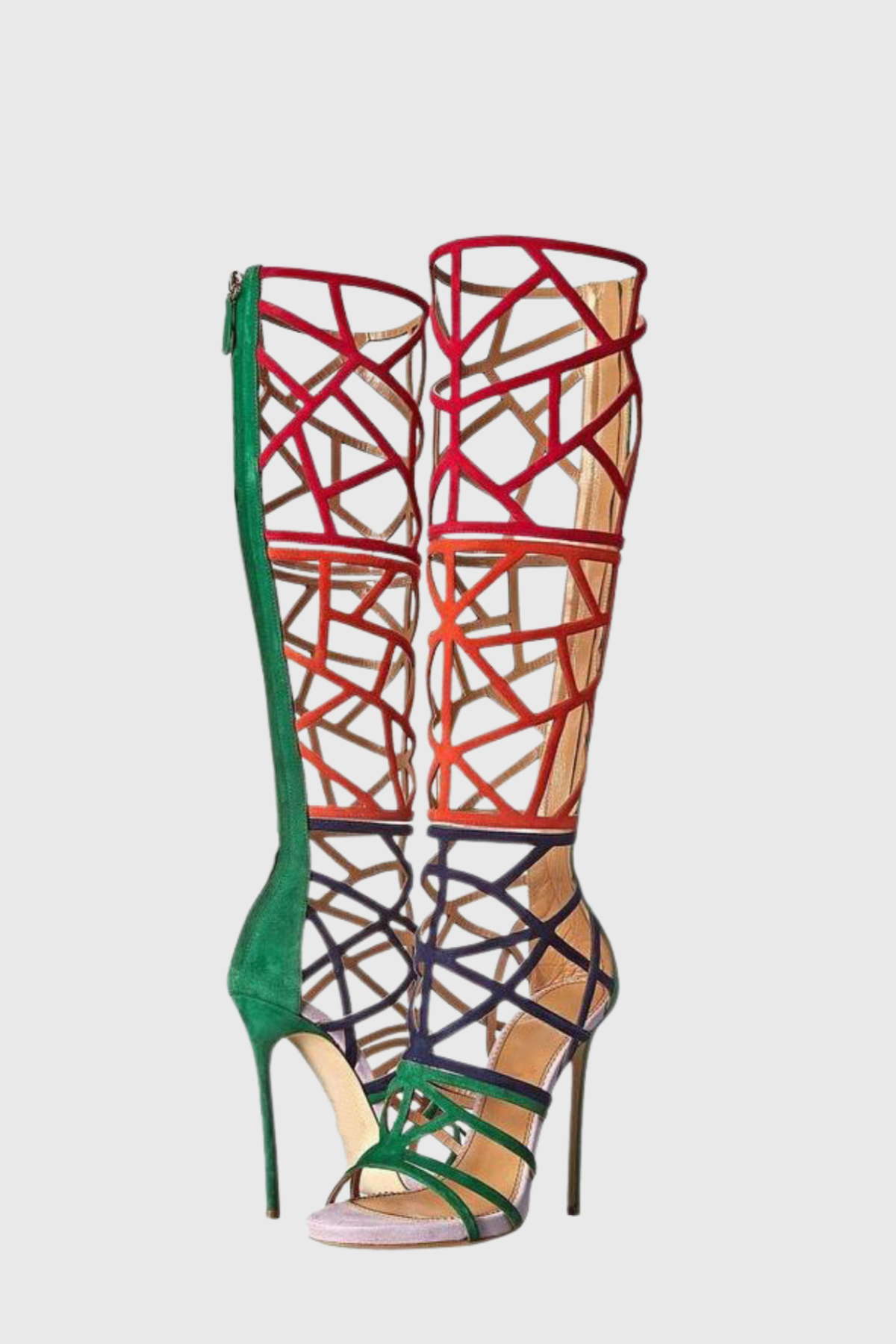 Parsa Colorblock Cage Knee High Boots
