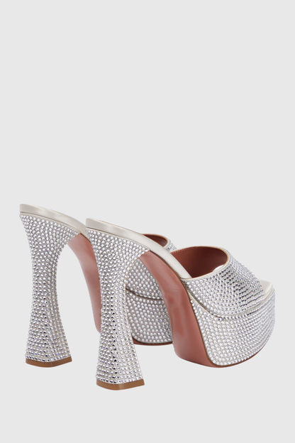 Parvati Crystal Embellished Platform Mules - Silver