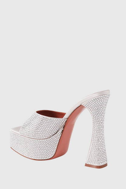 Parvati Crystal Embellished Platform Mules - Silver
