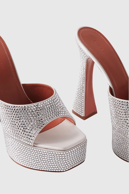 Parvati Crystal Embellished Platform Mules - Silver