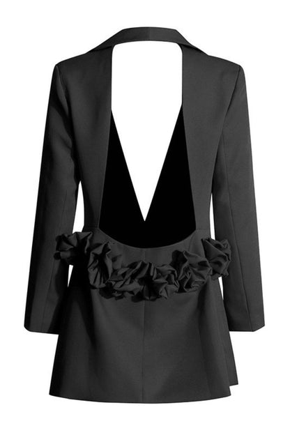 Pathia Floral Cutout Backless Blazer