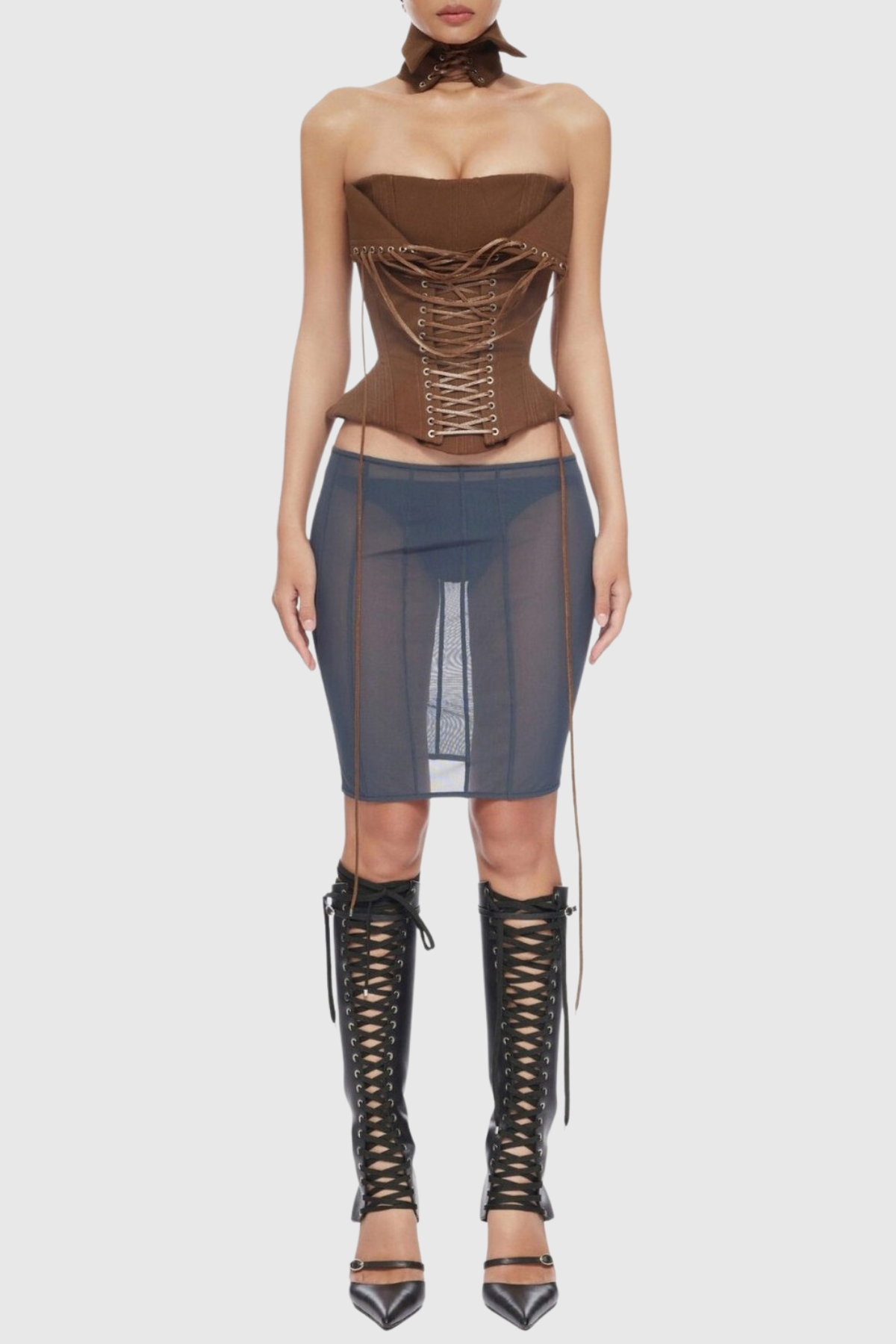 Pavati Lace Up Corset - Brown