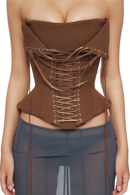 Pavati Lace Up Corset - Brown