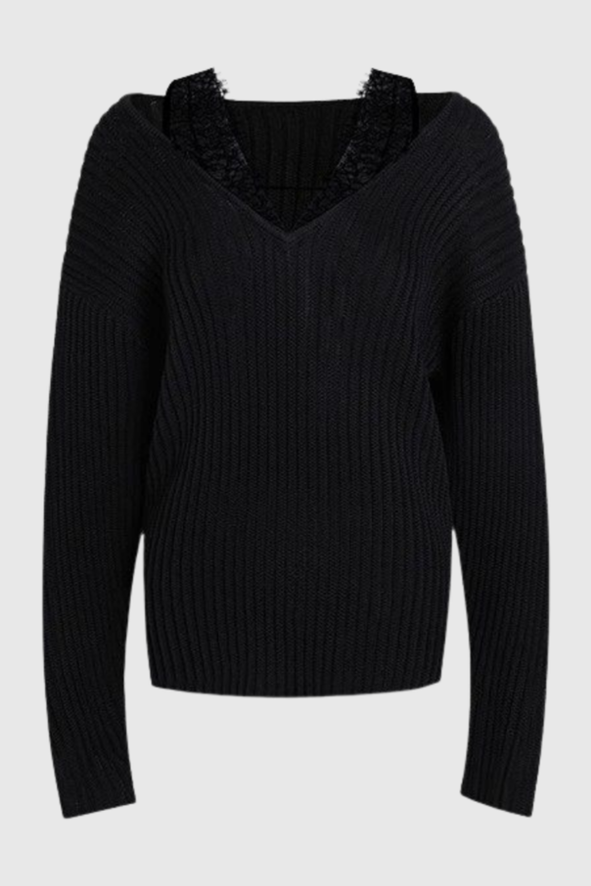 Pedye Lace Deconstruct Knit Top - Black