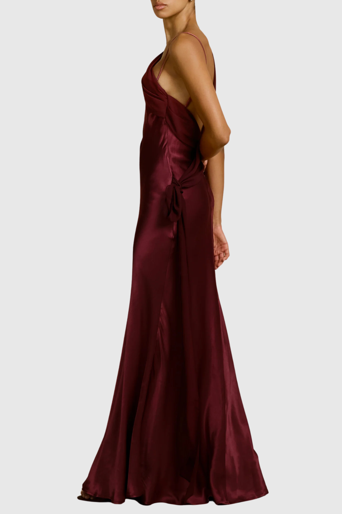 Penaia Satin Mesh Ribbon Maxi Dress