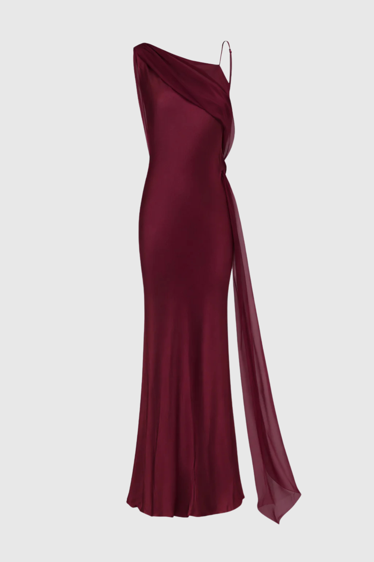 Penaia Satin Mesh Ribbon Maxi Dress