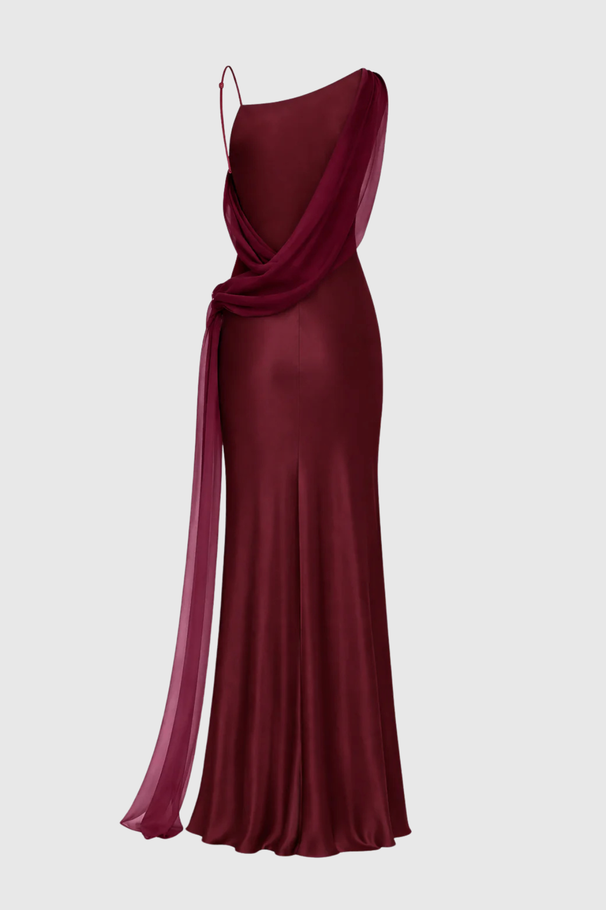 Penaia Satin Mesh Ribbon Maxi Dress