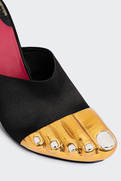 Peonza Gold Toes Mules - Black