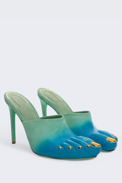 Peonza Gradient Toes Mules - Green