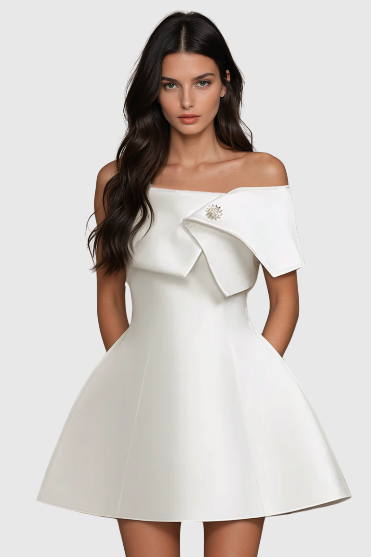 Persa Off Shoulder Crystal Embellished Mini Dress