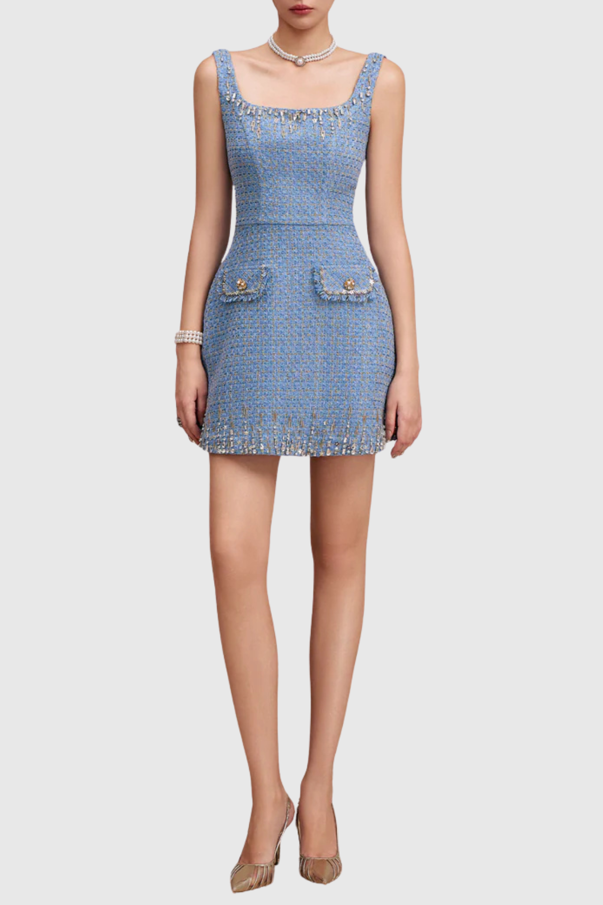 Petale Tweed Mini Dress & Fringe Jacket Set