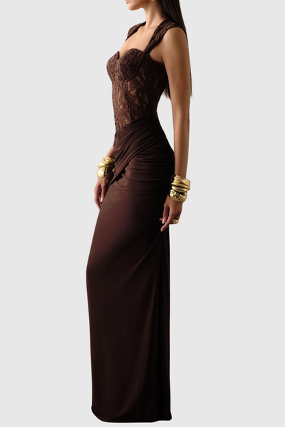 Petrona Lace Ruched Maxi Dress