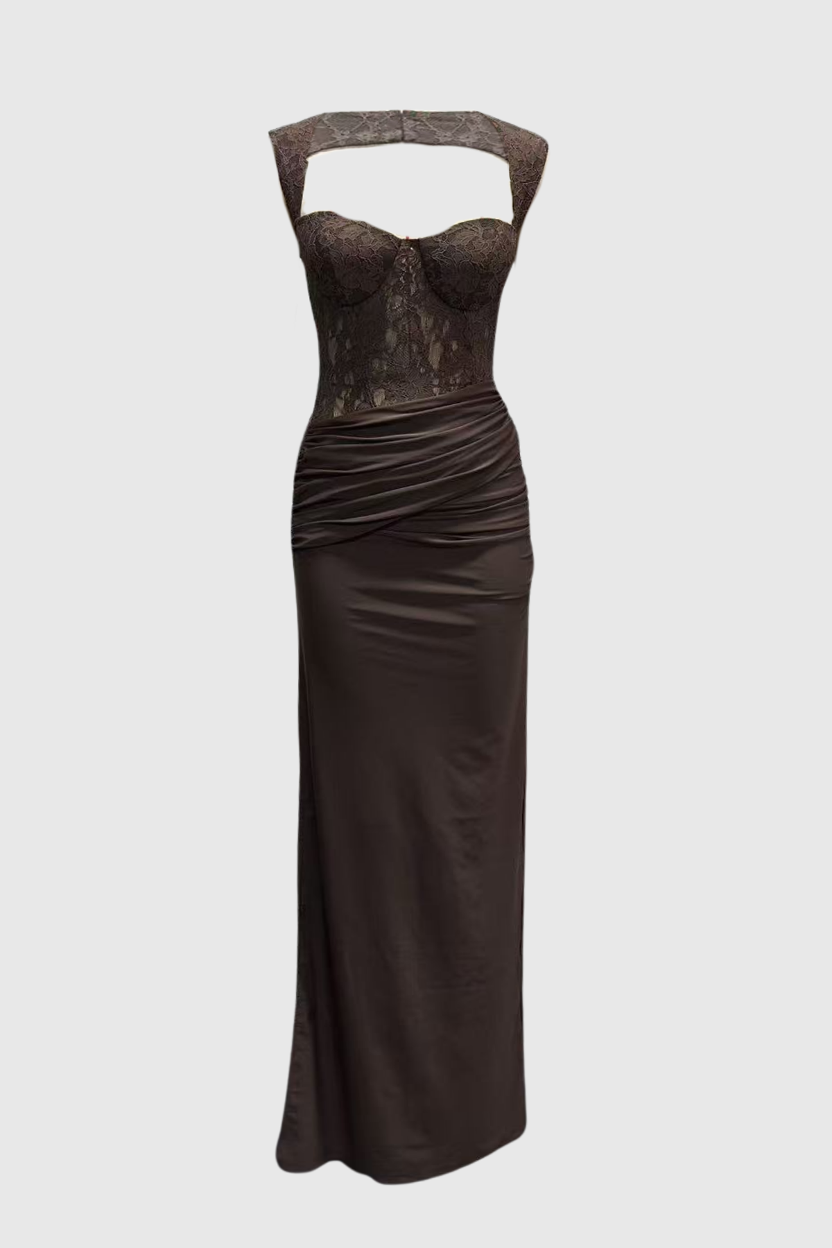 Petrona Lace Ruched Maxi Dress