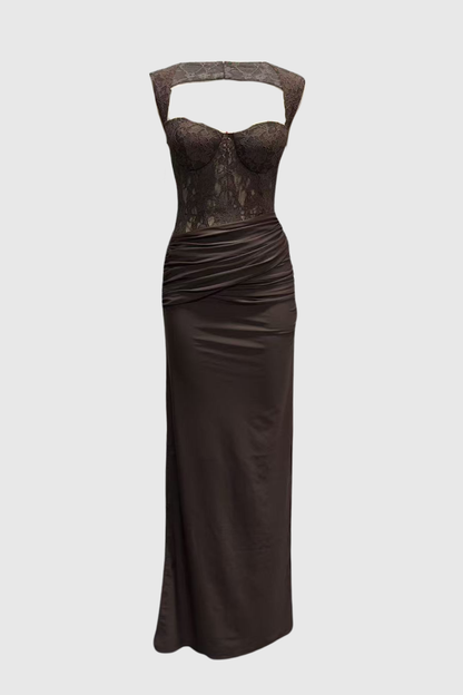 Petrona Lace Ruched Maxi Dress
