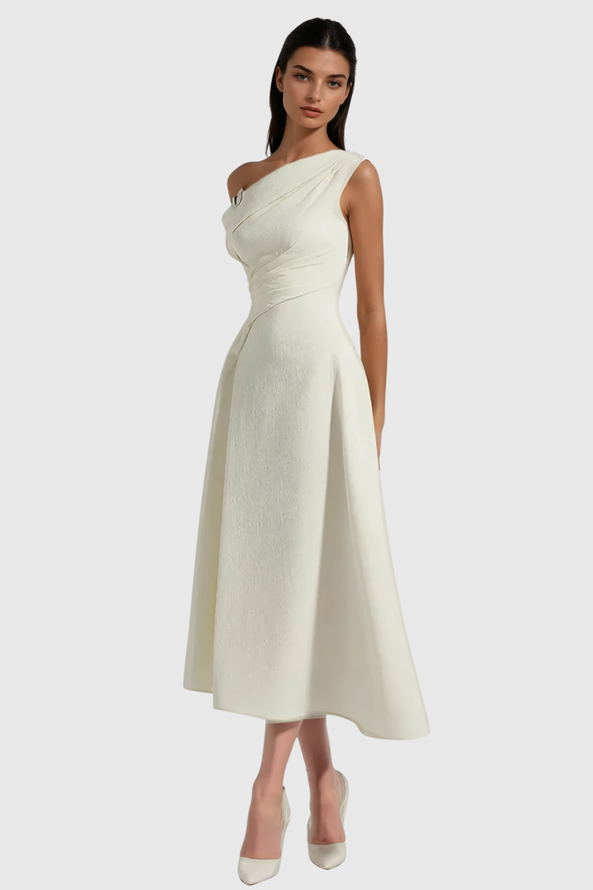 Phinea One Shouder Ruched Midi Dress