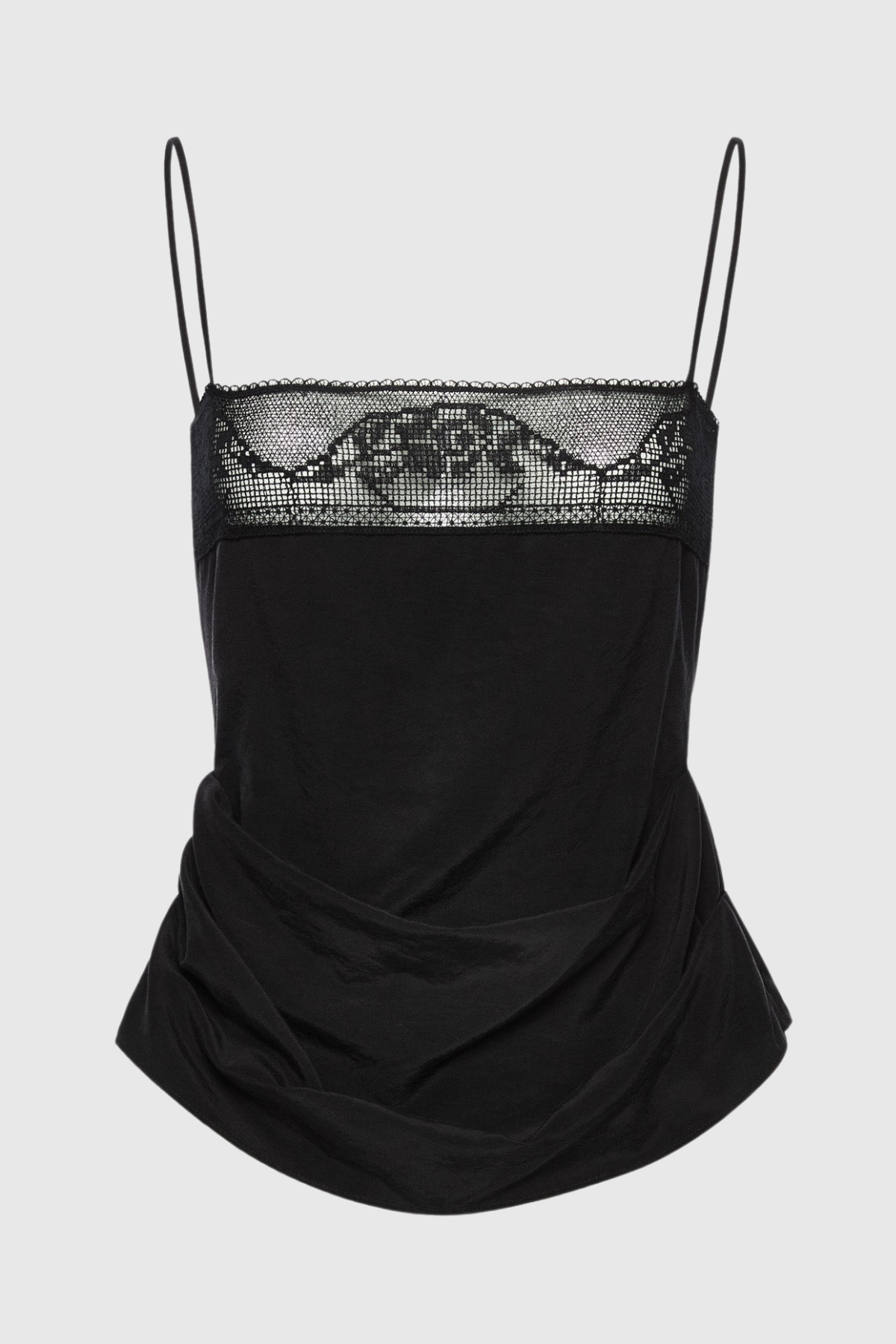 Phula Lace-trim Top - Black