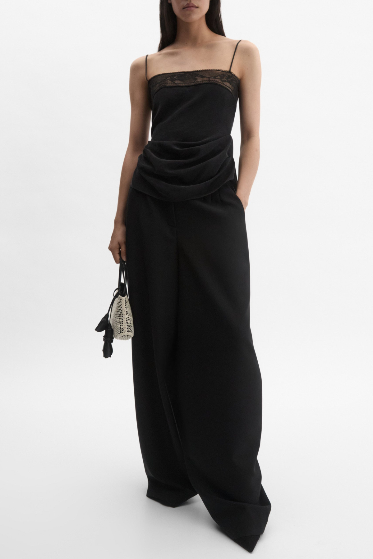 Phula Lace-trim Top - Black