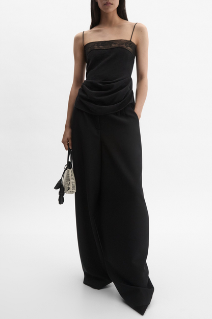 Phula Lace-trim Top - Black