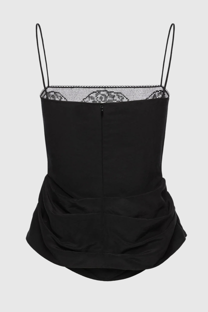 Phula Lace-trim Top - Black