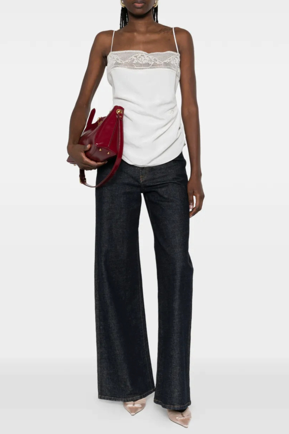 Phula Lace-trim Top - White
