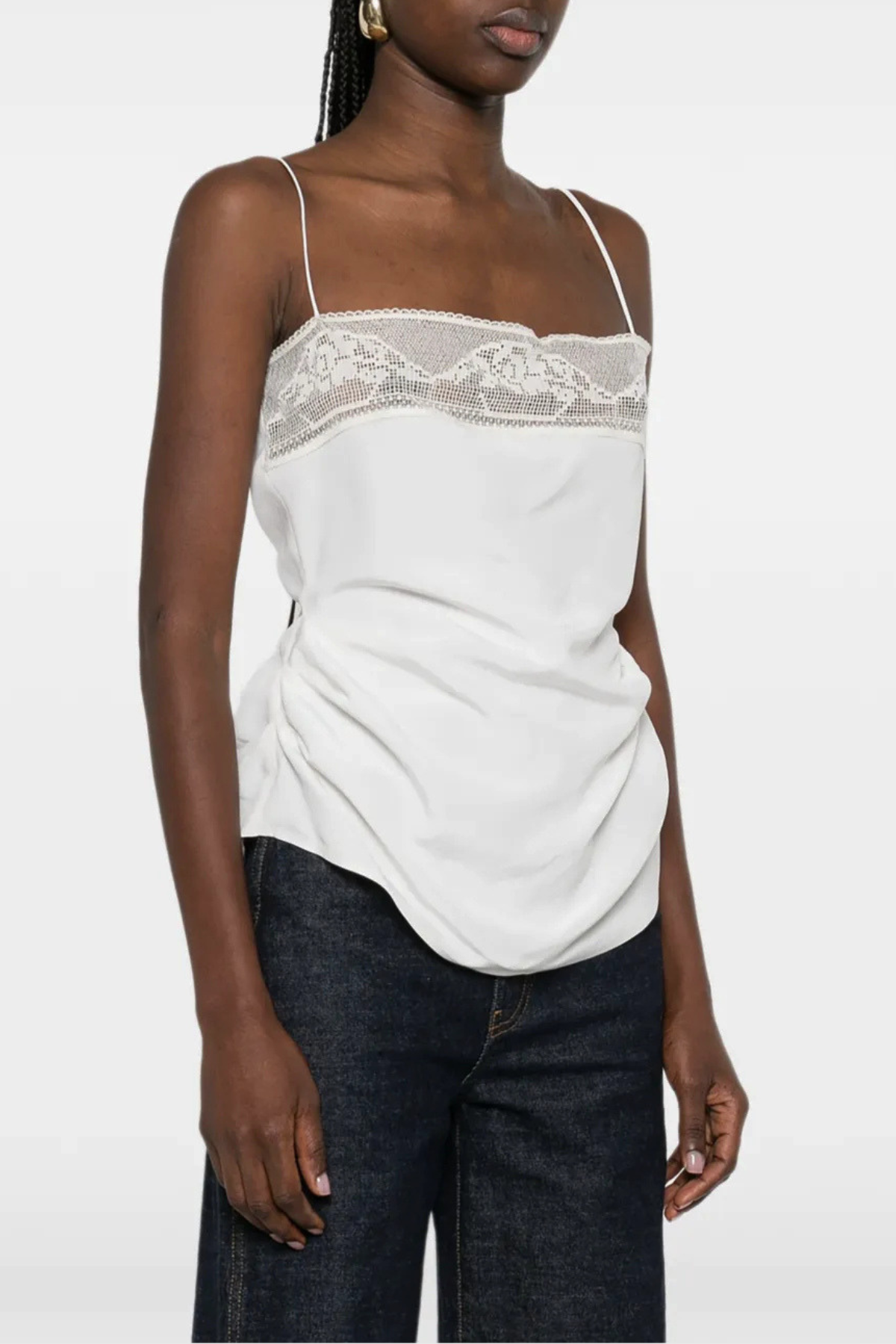 Phula Lace-trim Top - White