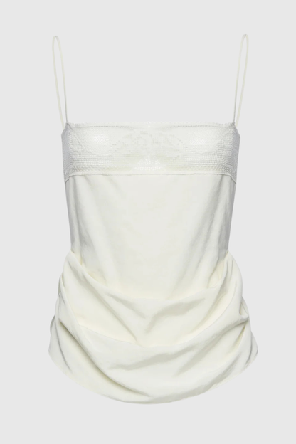 Phula Lace-trim Top - White