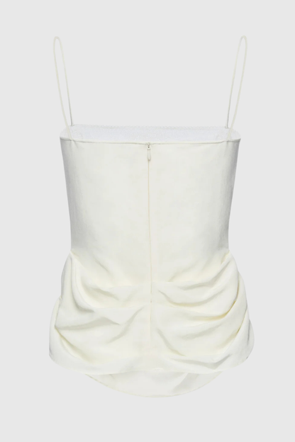 Phula Lace-trim Top - White