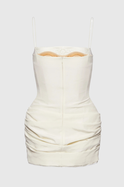Phula Lace Trim Mini Dress - White