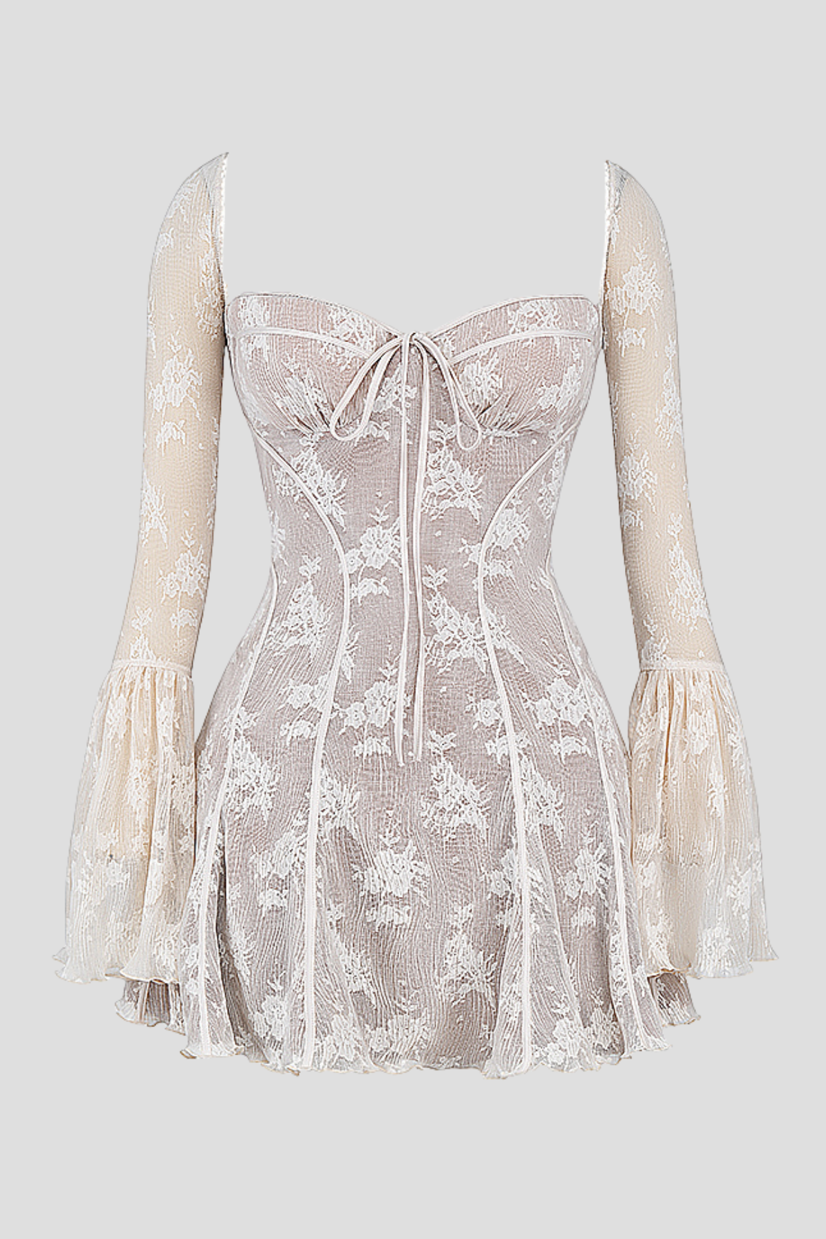Piarra Lace Flared Mini Dress - White