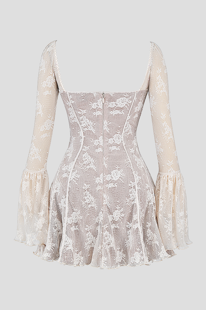 Piarra Lace Flared Mini Dress - White